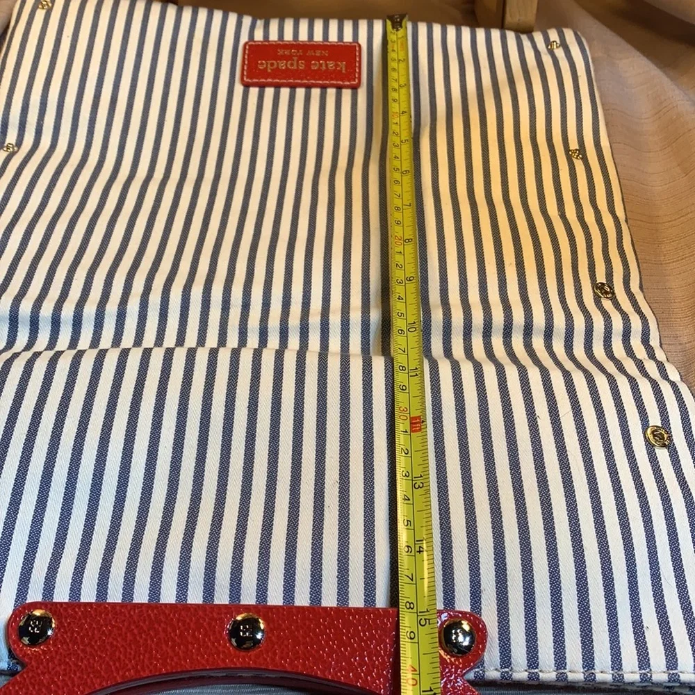 NWT Kate Spade canvas navy stripe tote foldable
